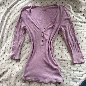 Guess Ribbed Henley Long-Sleeve Top